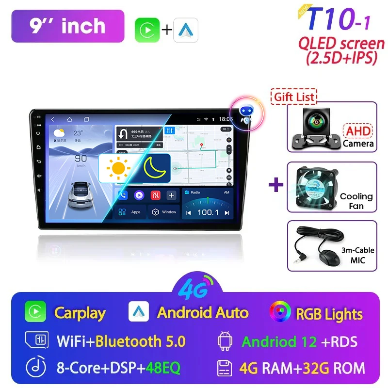 

Srnubi 2 din Android 12 Carplay автомобильный радиоприемник мультимедийный плеер навигация GPS 9 7 дюймов стерео головное устройство для Nissan Kia Honda Toyota