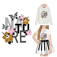 heat thermo sticker on clothing diy transfert thermocollants t shirt flowers butterfly iron on patch for clothes letters natrue