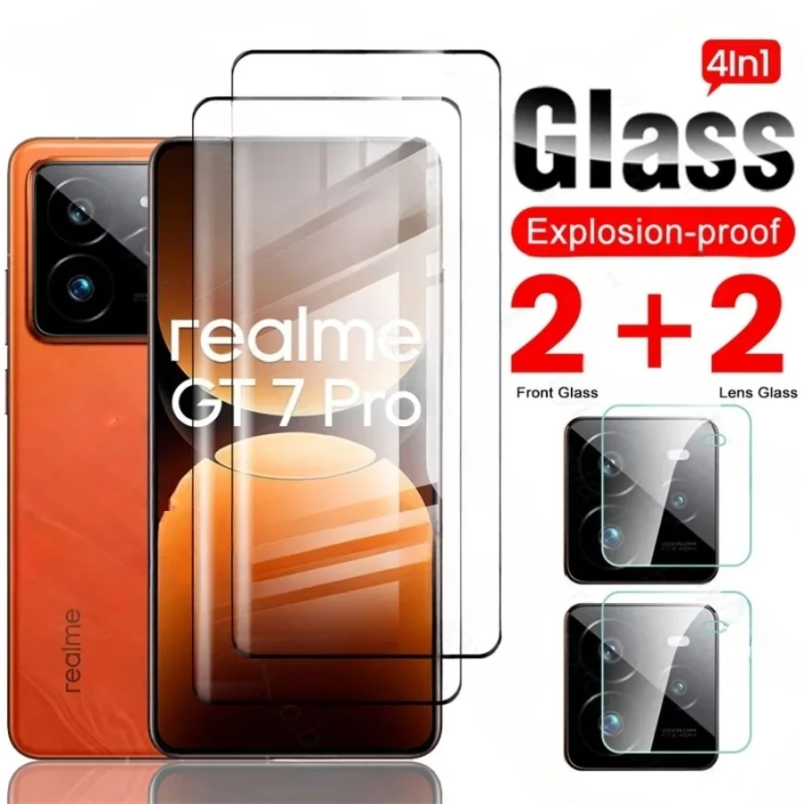Чехол Realmi GT7 Pro 4 в 1 защитное стекло для камеры RealmeGT7Pro Realme GT 7 7Pro GT7Pro 5G изогнутое