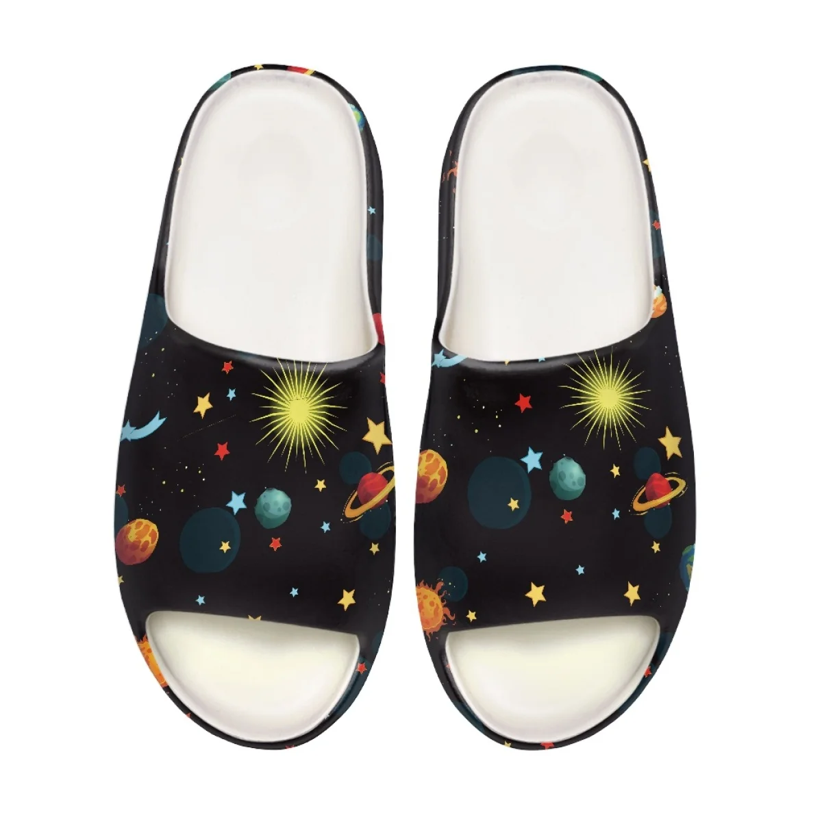 

Planet Family Print Design Summer Shoes For Women Home Casual Outdoor White Sole Sandals Ladies Walking Non-slip Beach Slipper