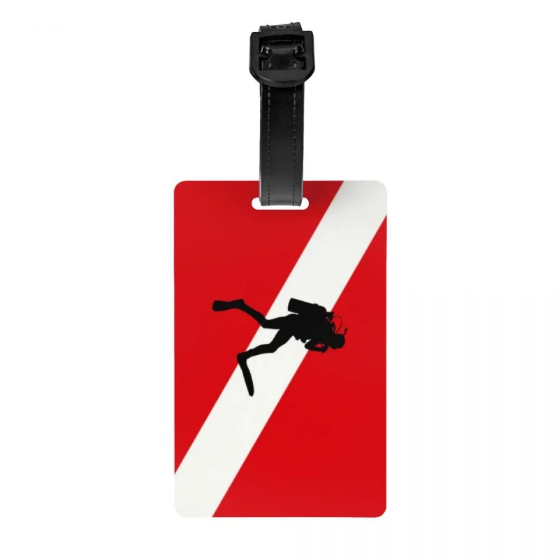 

Custom Scuba Diver Flag Luggage Tag With Name Card Dive Diving Privacy Cover ID Label for Travel Bag Suitcase