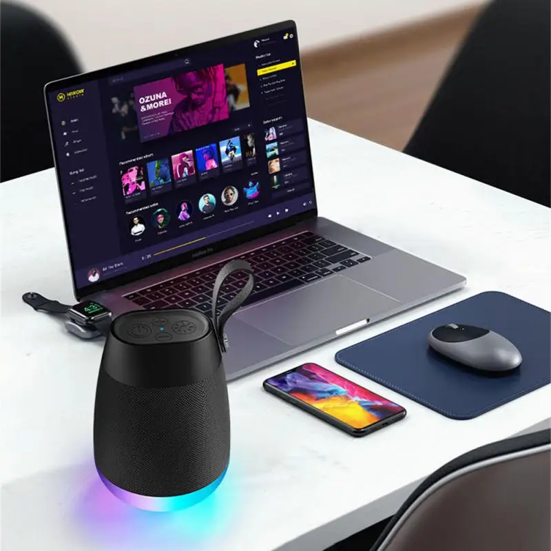 

Outdoor Bluetooth Speakers Portable Wireless Charger LED Table Flame Speaker Lamp HiFi Stereo System With Enhanced Bass HD Audio