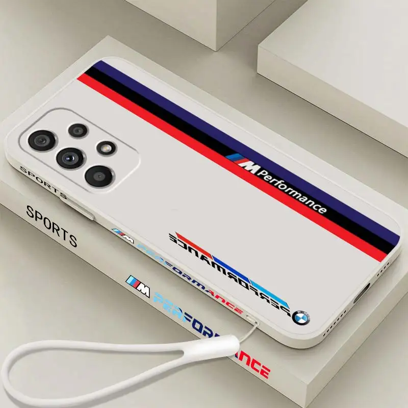 

Sports BMW Car Cute Logo Phone Case For Samsung Note 20 10 A54 A31 A14 A03 A22 A34 A04 A24 Ultra Plus 5G Liquid Left Rope