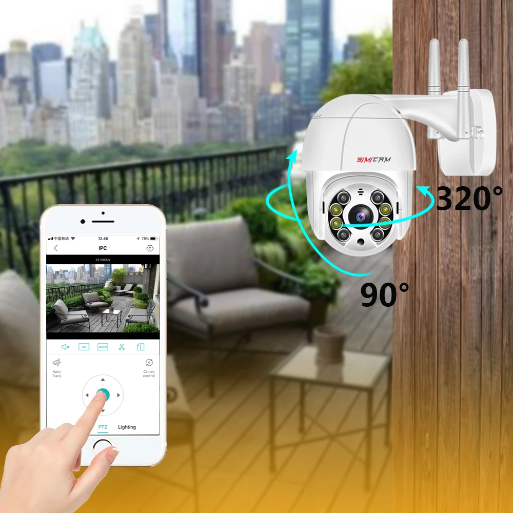 Simicam 4K PTZ IP WIFI безопасность камера цвет ночного видения с двусторонней аудио смарт 2МП 5МП 8МП беспроводная CCTV Pan Tilt 4XZoom на.