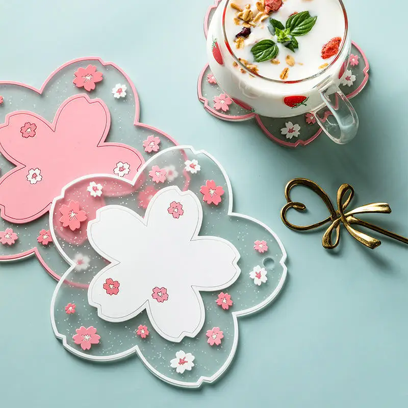 

Sakura Coffee Cup Coaster Heat Insulation Pad Non-Slip Cup Mat Tableware Cushion Anti-Scald Dining Table Mat Kitchen Accessories