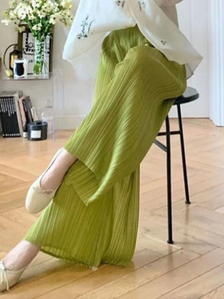 

Женские плиссированные брюки TVVOVVIN с широкими штанинами, однотонные свободные брюки с эластичным поясом, Новинка осени 2023, женские прямые брюки, элегантные брюки MRUR