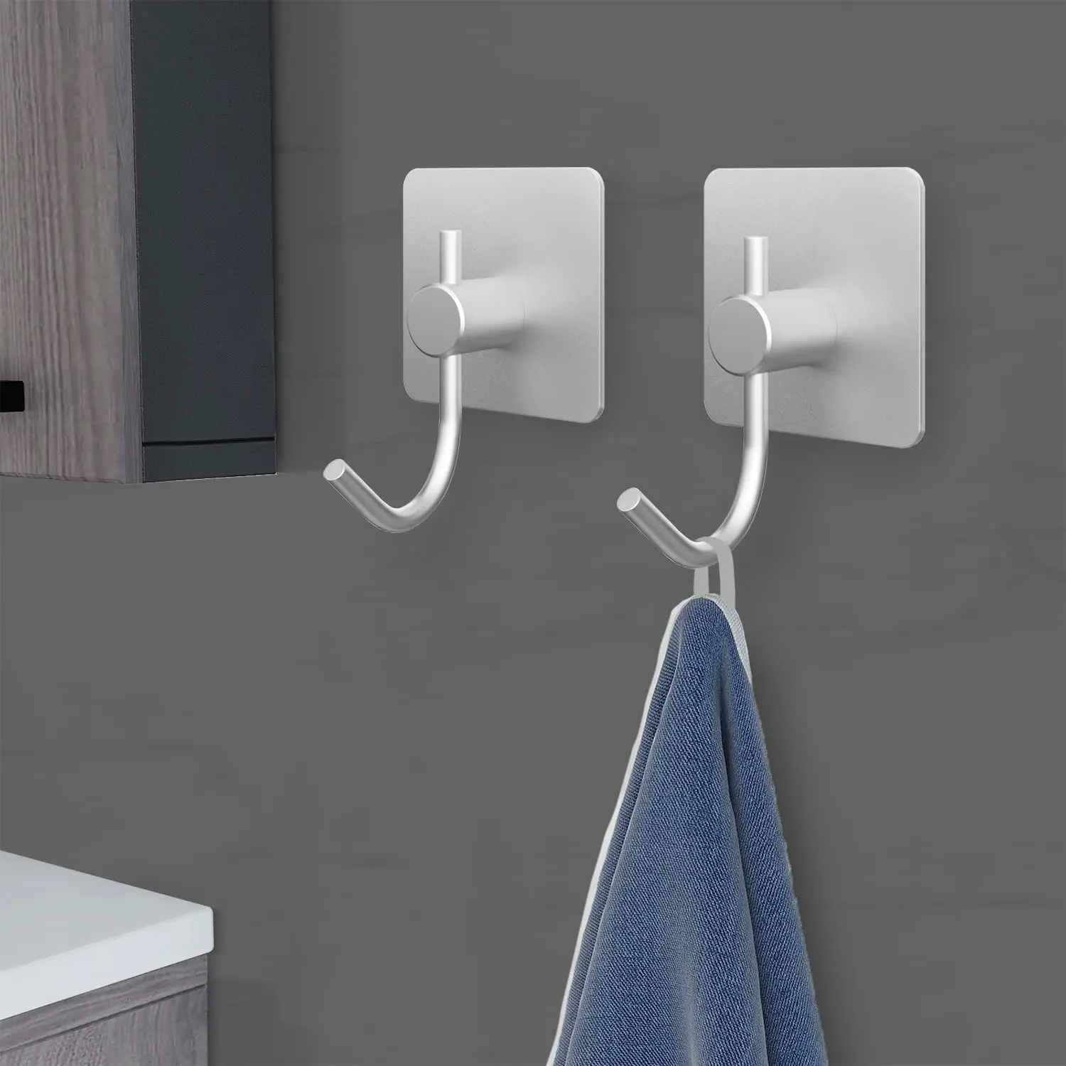 

3M Sticker Adhesive Stainless Steel Wall Mount Holder Hook 6pc Door Clothes Coat Hat Hanger Hanger Towel Clothes Black Silver