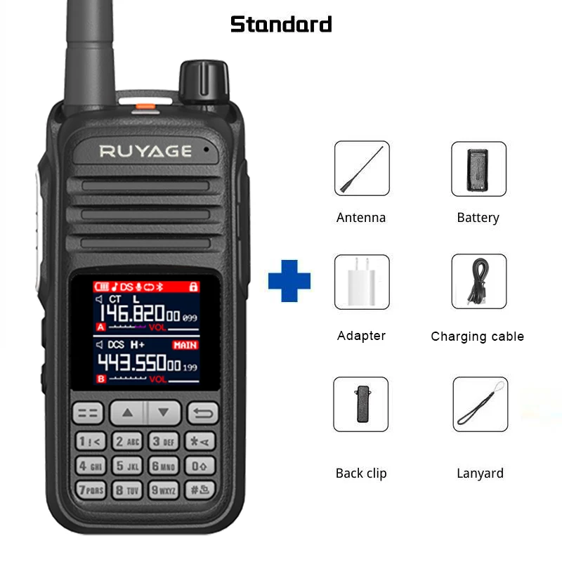 Ruyage UV2D Amateur Ham Two Way Radio 256CH Walkie Talkie Aviation Full Band 108-520MHz Police Scanner Marine