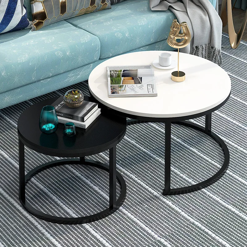 

Nordic Tables Side Cabinets Modern Living Room Furniture Luxury Marble Small Coffee Table Corner Stone Slab Round Tempered Glass