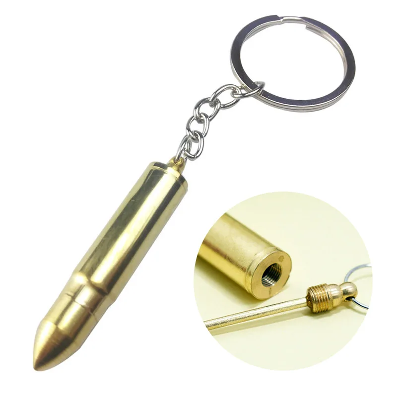 

1PC Bullet Keychain Bullet Shaped Mini Keychain Ear Pick Spoon Outdoor Survival Creative Couple Lovers Gift Portable Unisex
