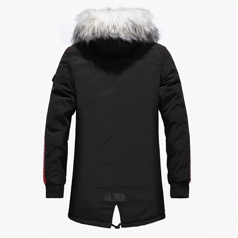 Street Style Long Men Parka Casual Slim Male Outwear High Quality Thick Warm Mens Winter Coat Big Fur Hooded