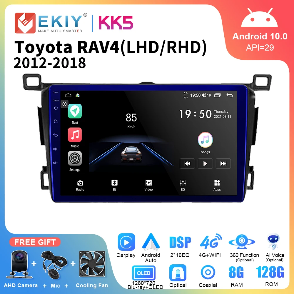 

EKIY KK5 Android Auto Car Radio For Toyota RAV4 2012-2018 AI Voice 2 Din DSP Multimedia Player GPS Carplay Stereo Tapr Recorder