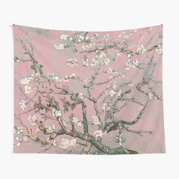 

Almond Blossom Vincent Van Gogh Pink Tapestry Living Bedroom Yoga Blanket Art Wall Mat Home Beautiful Printed Travel Decoration