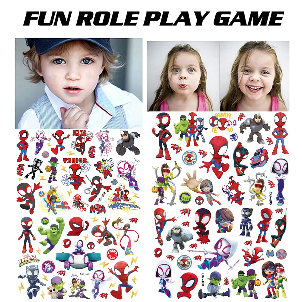 

1Pc Marvel Spiderman Temporary Tattoo Stickers The Amazing Spider-Man Anime Sticker Arm Hand Face Fake Tattoo Decal Kid Body Toy