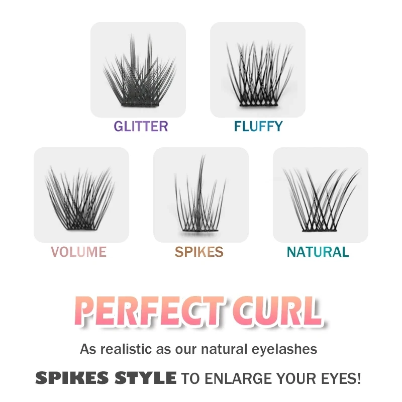 ETVITE DIY Clusters Eyelash Extension Dovetail Segmented Lashes 48 Volume Natural Eyelashes Bundles