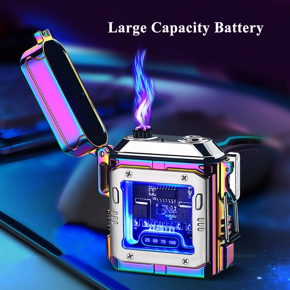 

2023 Unusual Electric Waterproof Lighter Plasma Dual Arc Windproof Torch Lighter Gifts Gadgets for Men USB Rechargeable Lighters