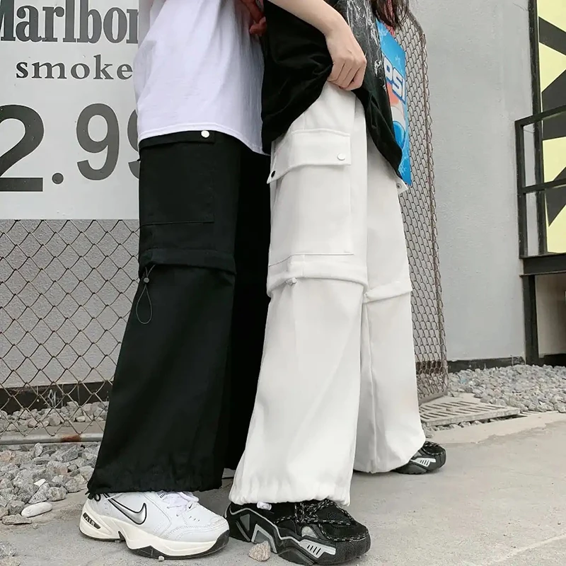 Брюки-карго женские со съемными отверстиями лоскутные брюки с завышенной талией