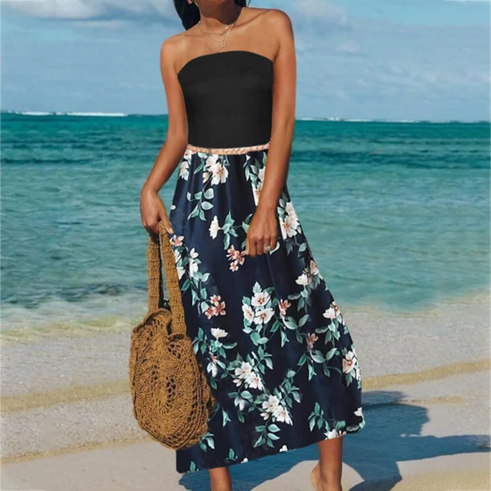 

Женское длинное Платье-бандо, с открытыми плечами