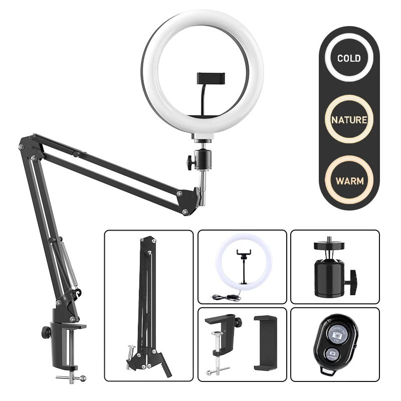 Светодиодная лампа для селфи с подставкой и держателем телефона