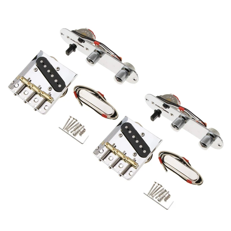 

2X 6 Strings Saddle Bridge Plate, 3 Way Switch Control Plate, Neck Pickup Set