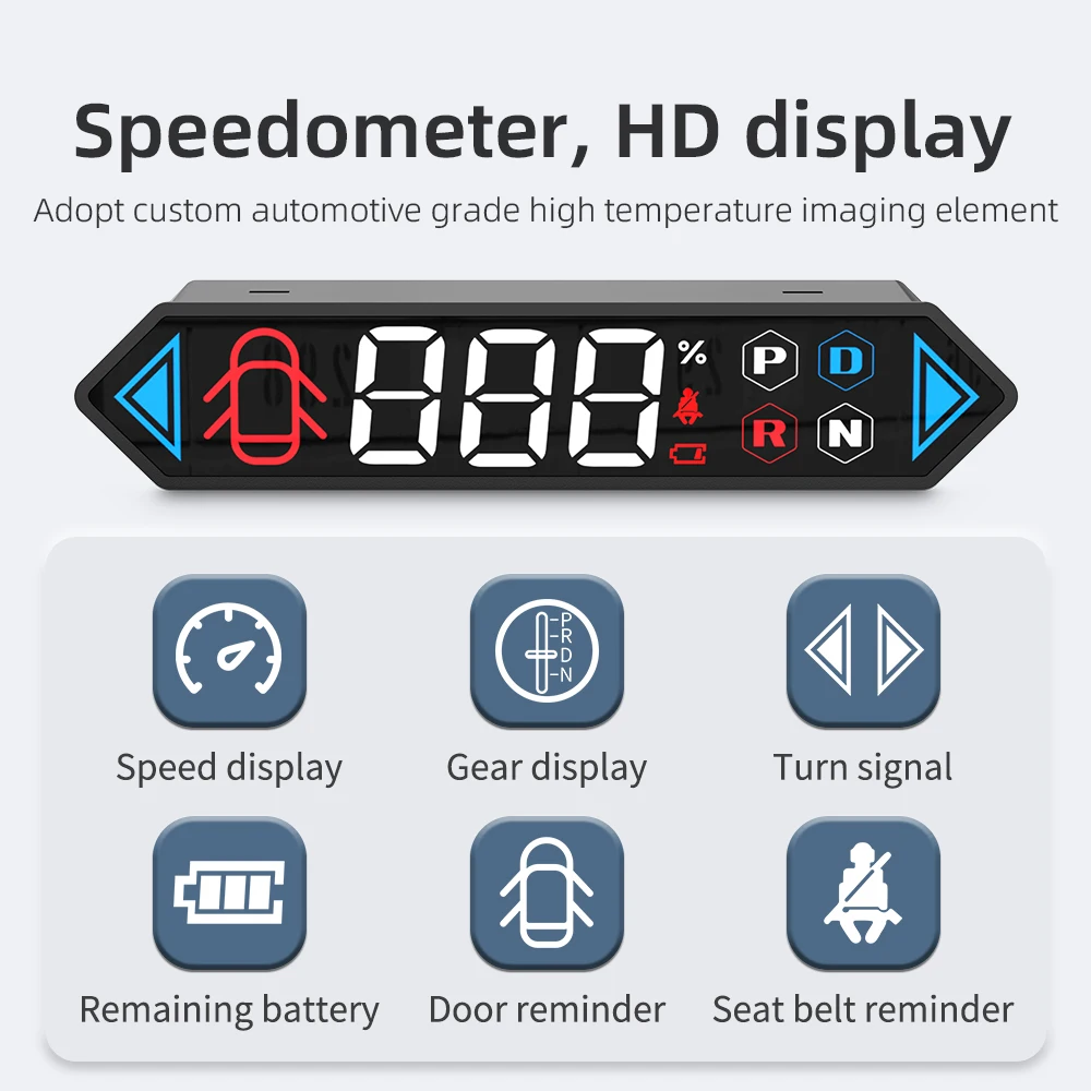 

Head Up Display T5 HUD Digital Speedometer With Seatbelt Reminder Turn Signal Battery Level For Tesla Model 3 Model Y A/C Vent