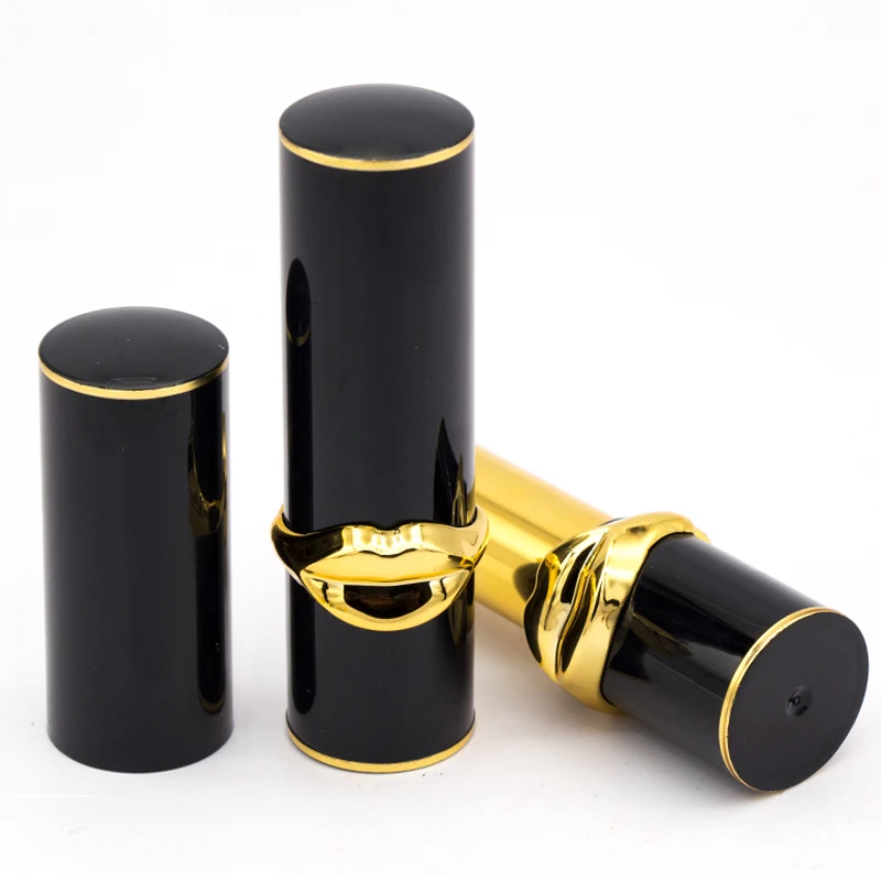 

Пустой тюбик для губ 12,1 мм, тюбик для губной помады черного и золотого цвета, упаковка, круглый пластиковый контейнер для губ, косметика, бут...