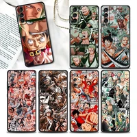 one piece luffy anime phone case for samsung galaxy s20 s21 fe s10 s9 s8 s22 plus ultra 5g s10e lite case black tpu soft cover