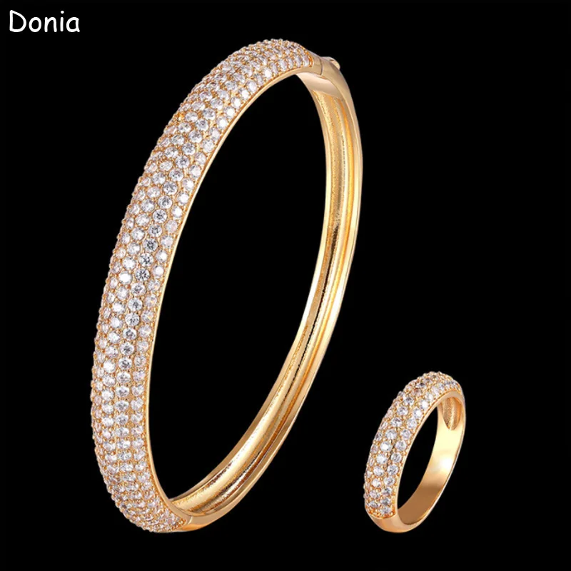 

Donia jewelry fashion stone arched five-row micro-inlaid AAA zircon bracelet set creative opening ladies bracelet set