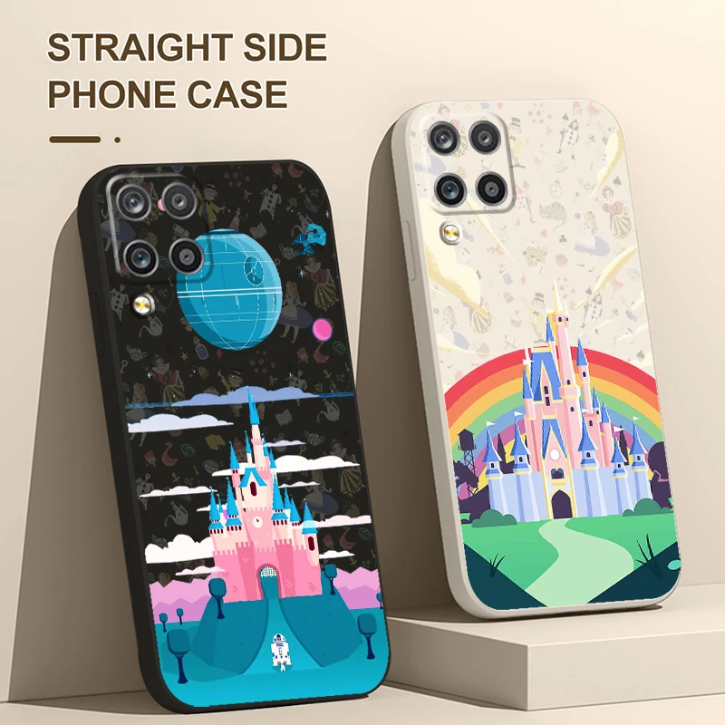 

Fashion Luxury disney castle For Samsung A71 A51 A31 A21S A52 A32 A22 A12 A50 A30 A20 A03S 5G Liquid Silicone Rope Phone Case