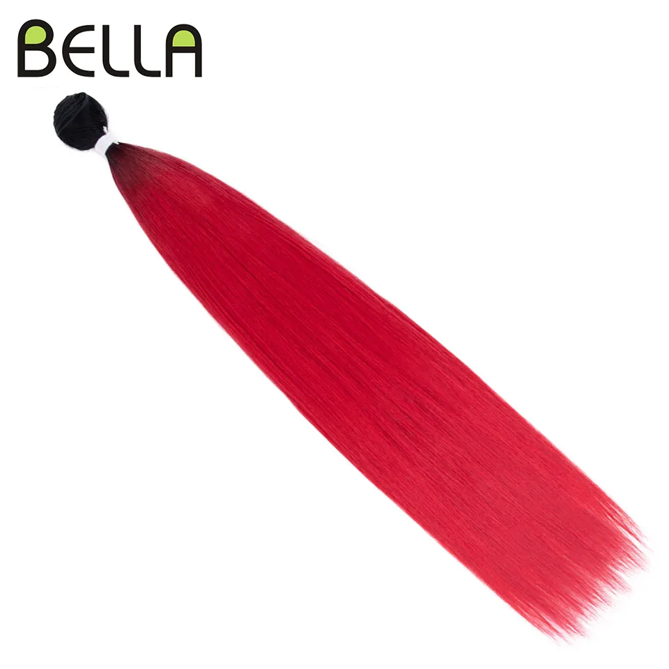 Фото Синтетические волосы Bella пряди 30-дюймовый салон Yaki прямые волосы Омбре красная блондинка высокотемпературные волосы для наращивания конского хвоста №3