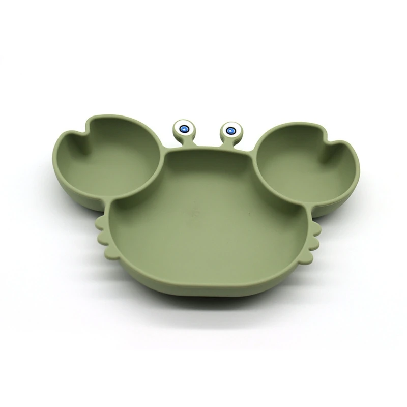 

Cartoon Crab Baby Suction Bowl Divided Dinner Plate Infants Learning Feeding Dish Soft BPA-Free Silicone Bowl for Newborn Gifts