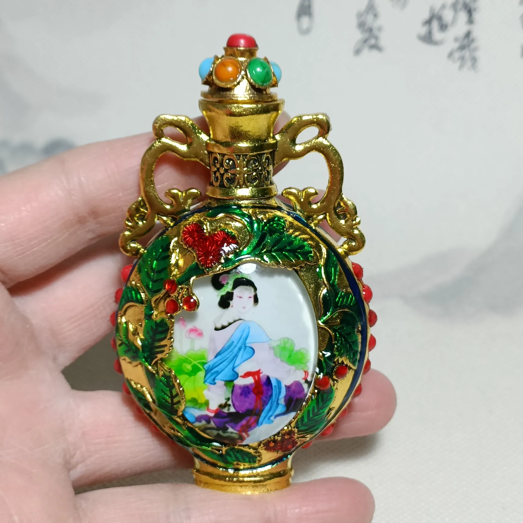 Китайская работа красивая женщина удачи богатства Флакон табака металлические