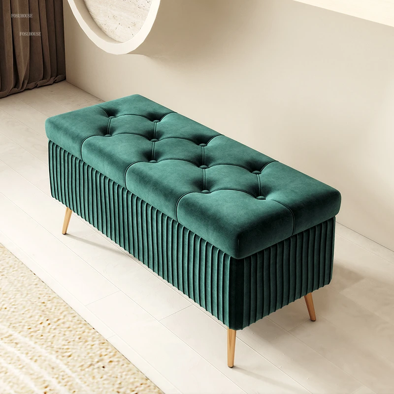 

Nordic Light Luxury Stools Bedroom Bed End Sofa Ottomans Home Door Long Bench Clothing Store Shoe Changing Stool Storage Ottoman