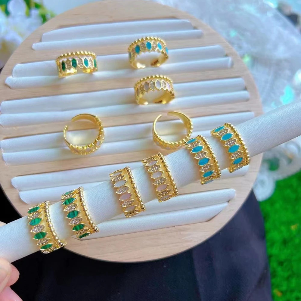 

5 шт. модные дизайнерские кольца с фианитами, геометрические золотые кольца с ракушками и камнями для женщин, массивное кольцо, ювелирные из...