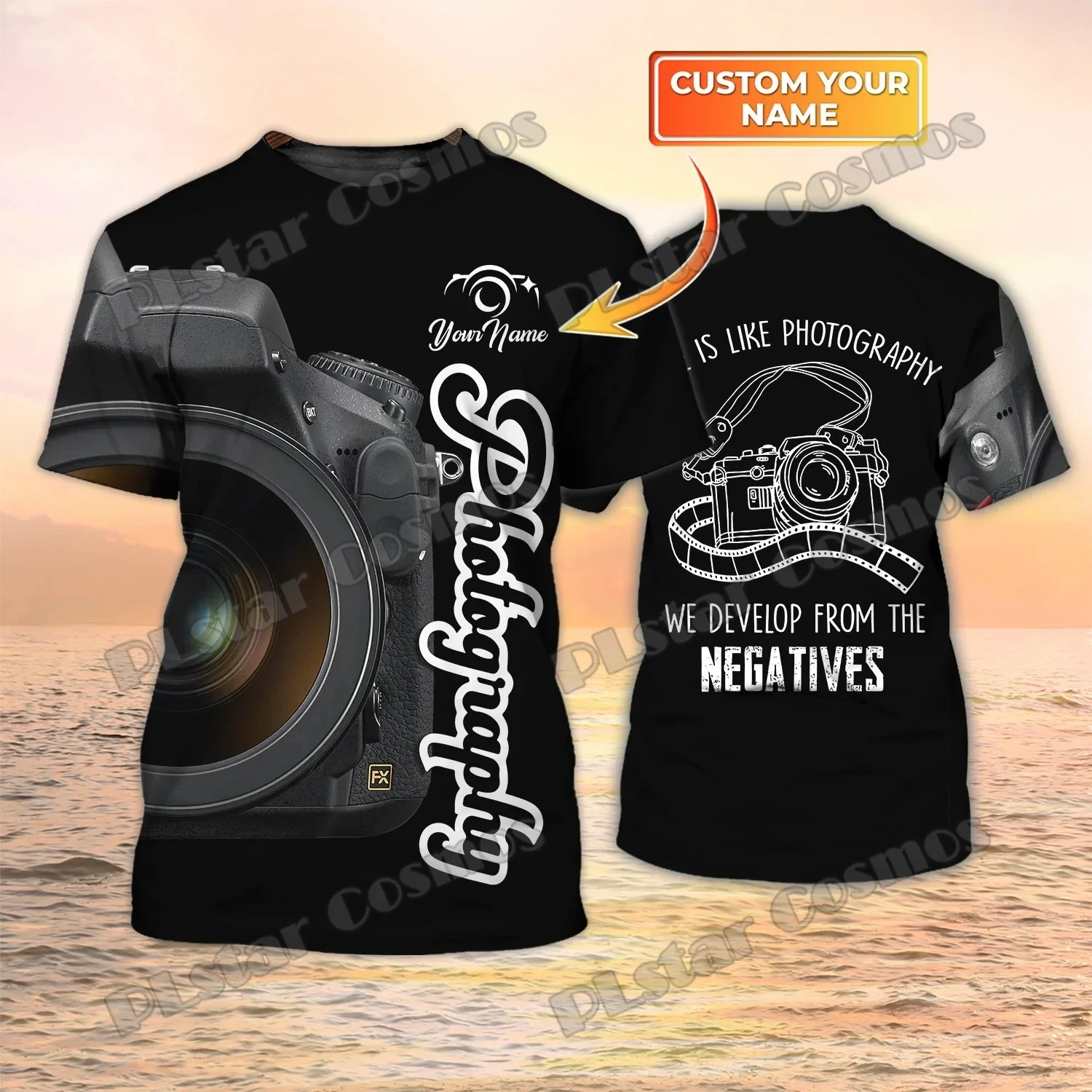 Персонализированные модные мужские футболки с 3D-принтом имени фотографа камеры