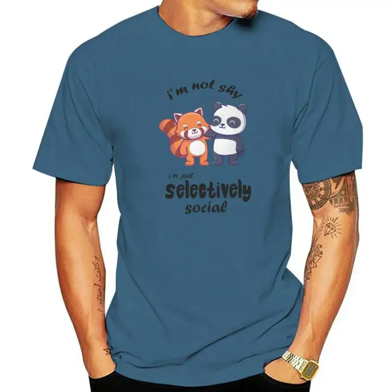 

Shy Red Panda Men T Shirts Selectively Social Fashion Tee Shirt Short Sleeve O Neck T-Shirts Pure Cotton Birthday Gift Tops
