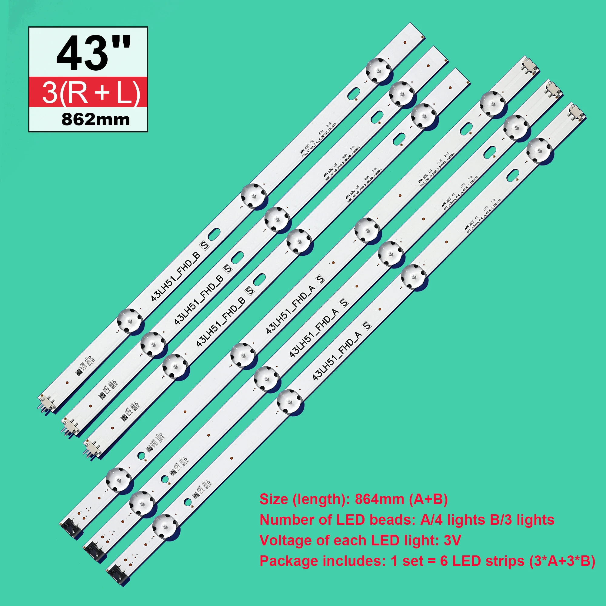 

LED strip For 6916L-0962A 6916L-0962B LIG 43LH5100 43LH5700 43LF510V LF51_FHD_A LF51_FHD_B LGE_WICOP_FHD 43INCH_REV00_A/B_150511