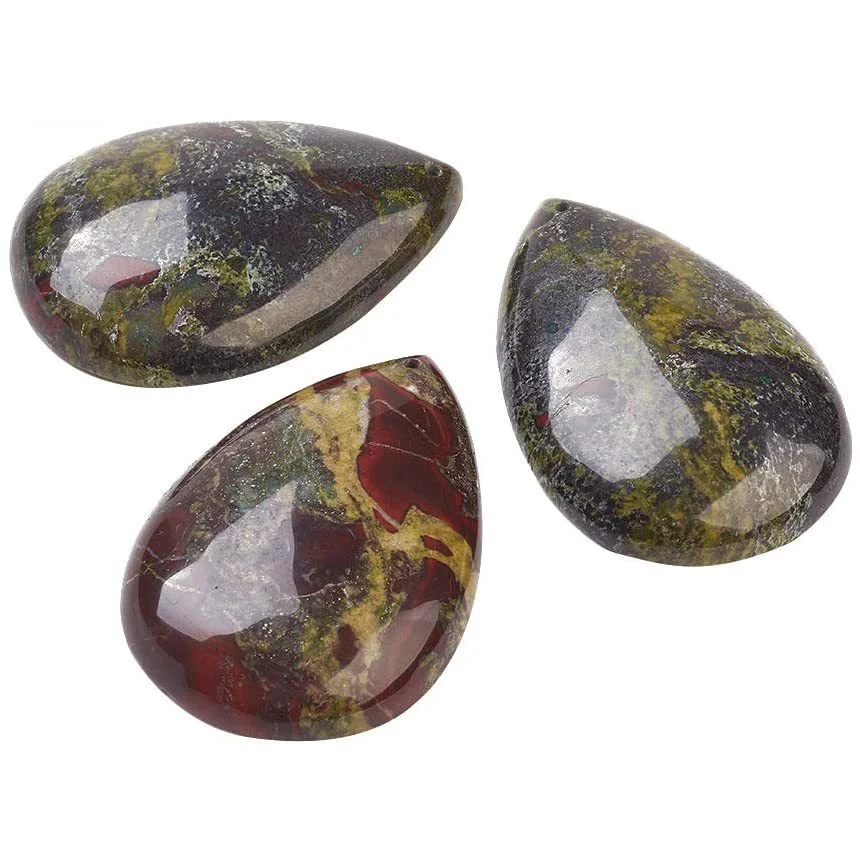 

5PCS Drop Beads Pendants Rock Charms Gemstone Charms Dragon Blood Stone Pendants for Necklace Jewelry Making