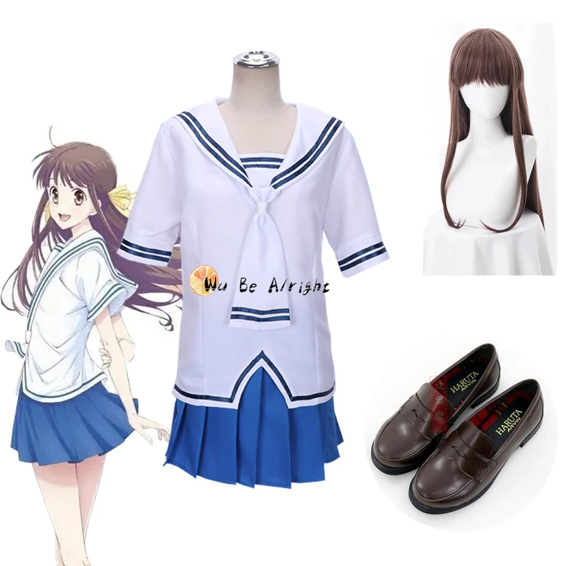 

Костюм для косплея из аниме «фруктовые корзины», белый матросский костюм Тору, Honda Sohma, платье для школьницы, искусственные волосы, обувь