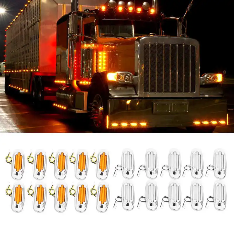 

10Pcs/Set 16 LEDs Trailer Truck Side Marker Light 1200LM IP67 Waterproof Turn Signal Indicator Lamp for 12‑24V Vehicles