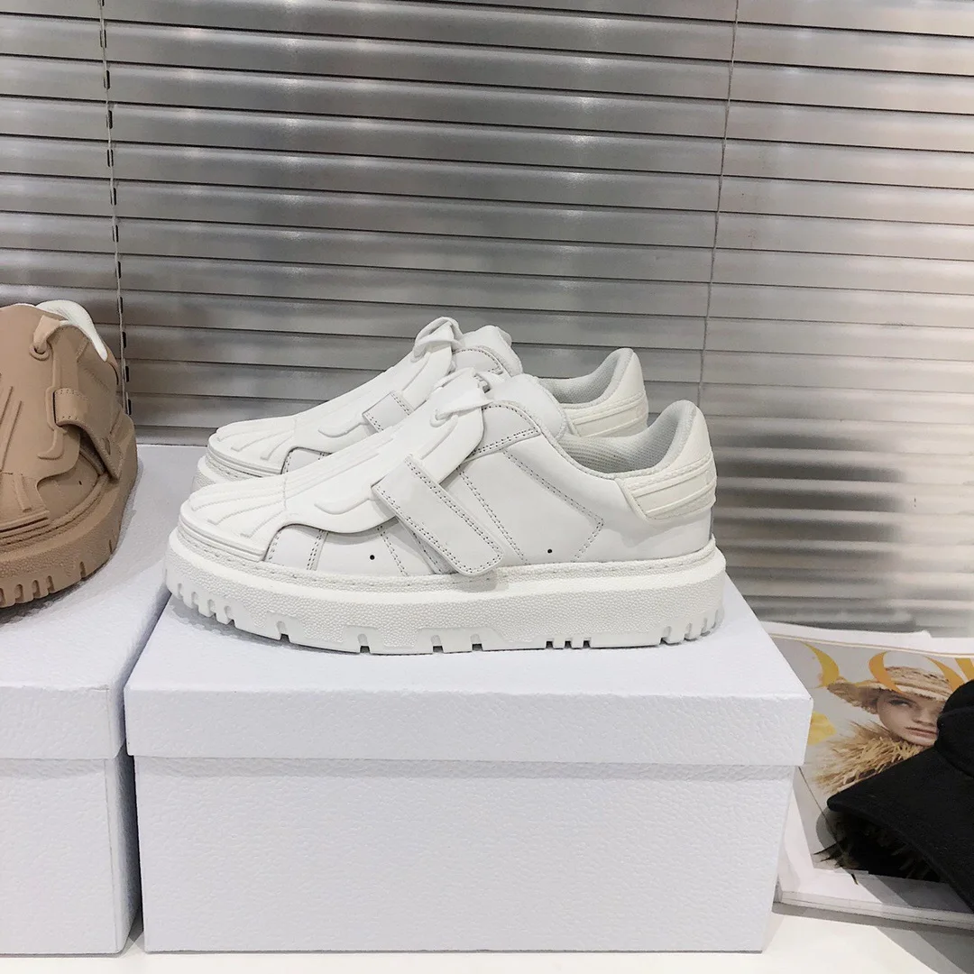 

Women's White Shoes Summer New Thick-soled Heightened Casual Sneakers Round Toe Flat