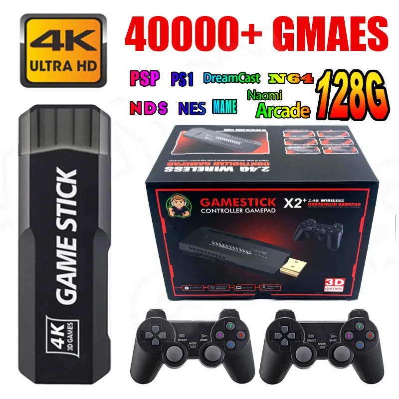 Game Stick 4k GD10 128GB 40000 Games Portable Wireless Controllor Dropshipping 40 Simuators Retro Video Game Consoles Game Stick