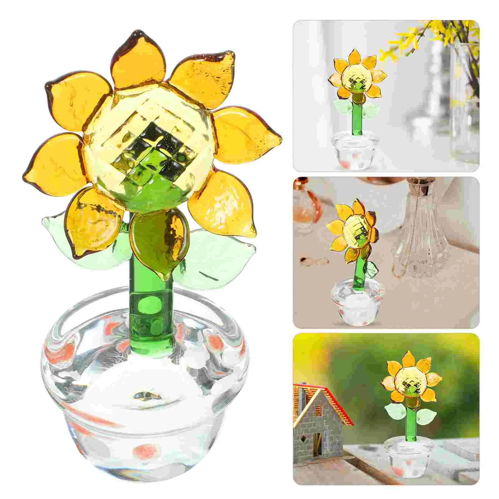 

Glass Sunflower Figurine Sunflower Glass Crafts Sunflower Decoration Glass Crafts Tabletop Decor