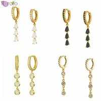 925 sterling silver ear needle earrings white crystal hoop earrings for women minimalist opal pendant earrings jewelry gifts