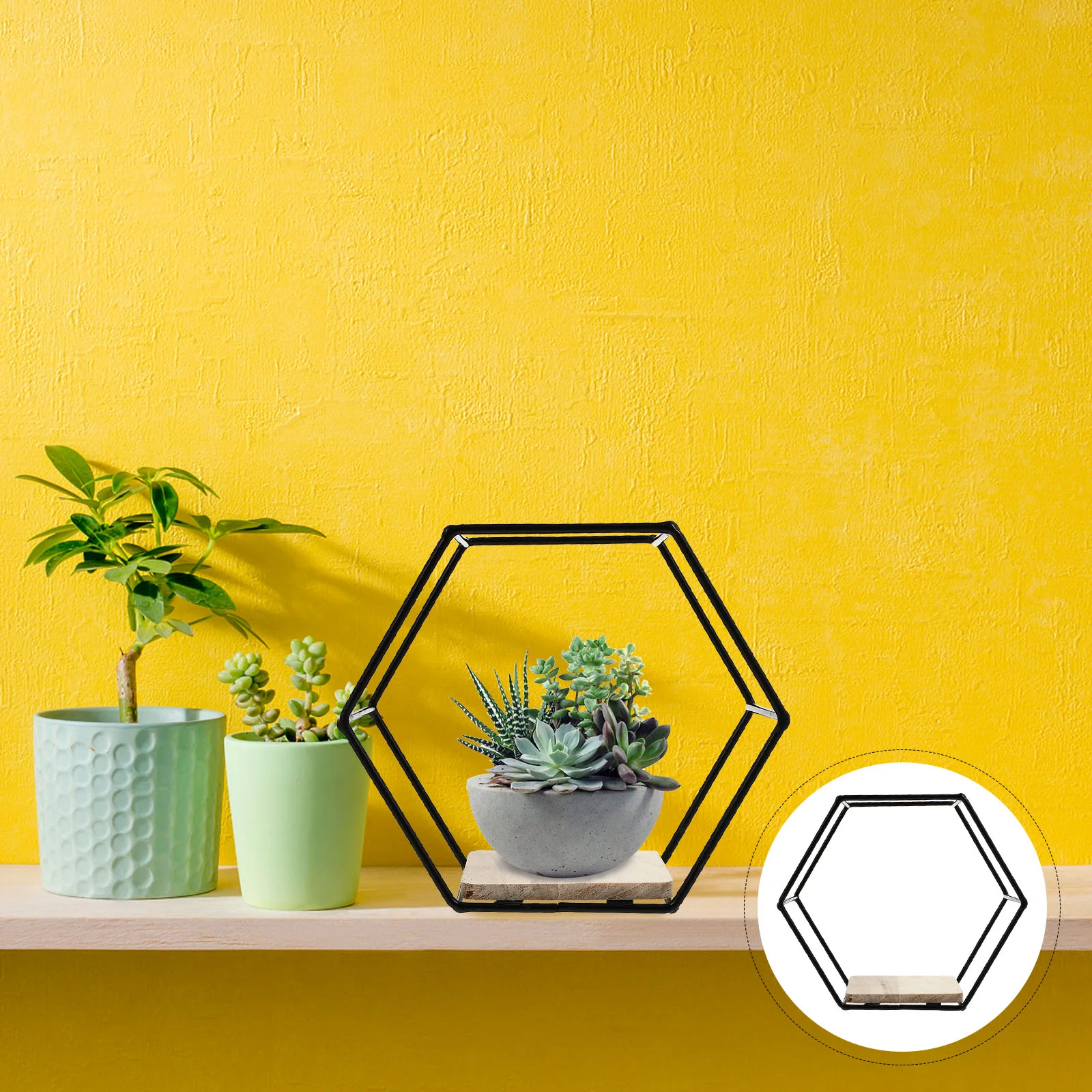 

Hexagonal Rack Wall Mount Bookshelf Simple Style Wall-mounted Sundries Holder Decorative Display Wood Bedroom Hanging