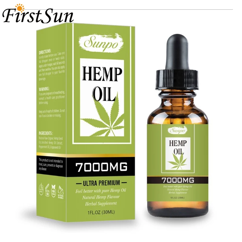 

30ml 7000mg Hemp CBD Organic Essential Seed Oil Herbal Drops Body Relieve Stress Skin Care Help Sleep