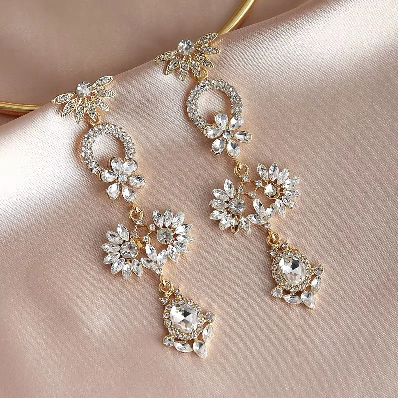 Корейские винтажные Роскошные красочные серьги-капельки с кристаллами для