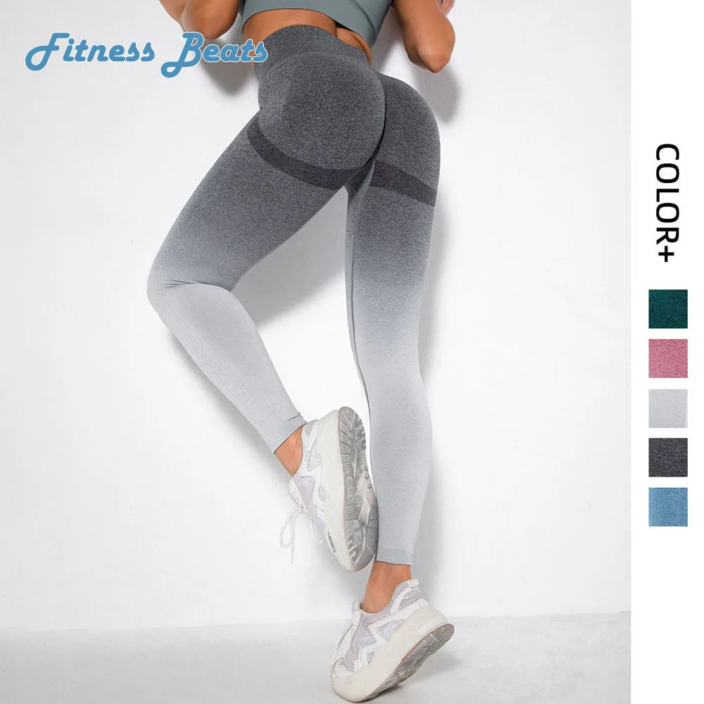 

Seamless Gradient Smiling Face Yoga Pants High Waist Peach Hip Push Up Slim Fitness Leggings Sports Running Woman Clothing Sexy