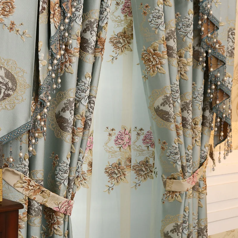 

Curtain fabric new high-end high-precision jacquard curtain European-style living room bedroom blackout 3d relief curtain