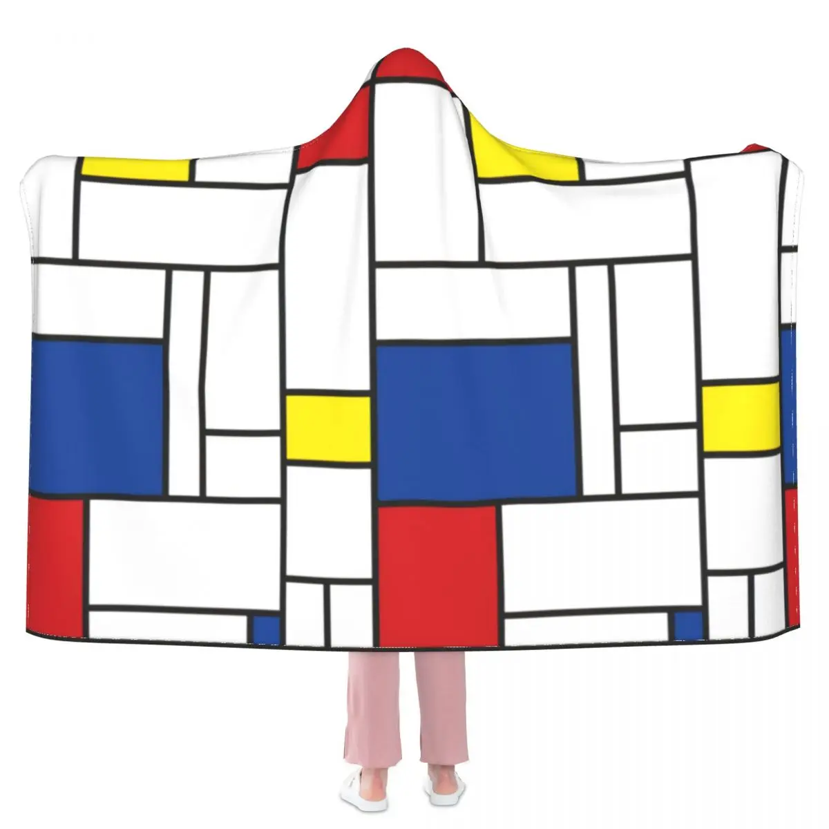 Retro Mod Geometry Blanket Geometric Modern Art Cheap Novelty Hoodie Bedspread Fleece For Photo Shoot Super Soft Blanket